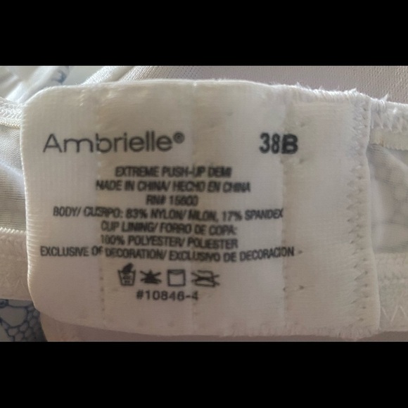 AMBRIELLE-WHITE AND BLUE BRA-38B - Picture 7 of 7